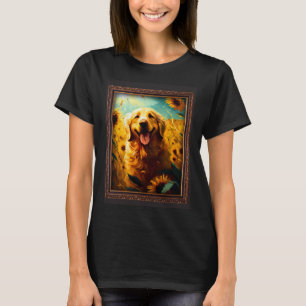 Camiseta Ouro Retriever Pintando Flor De Girassol Mãe Wom