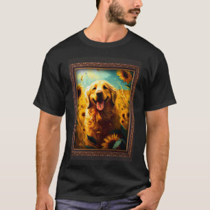 Camiseta Ouro Retriever Pintando Flor De Girassol Mãe Wom