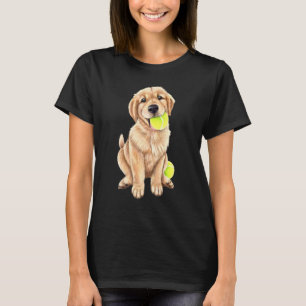 Camiseta Ouro Retriever Puppy Com Bola De Tênis
