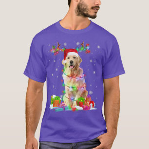 Camiseta Ouro Retriever Reindeer de Natal Luzes Engraçadas