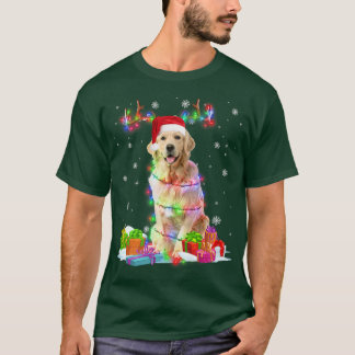 Camiseta Ouro Retriever Reindeer de Natal Luzes Engraçadas 