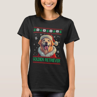Camiseta Ouro Retriever Santa Hat Natal Feio
