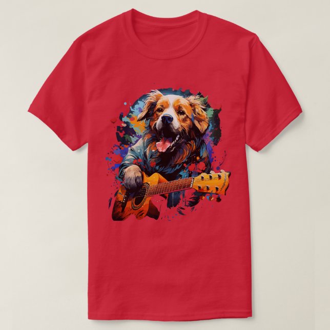 Camiseta Ouro Retriever Tocando Violão (Frente do Design)
