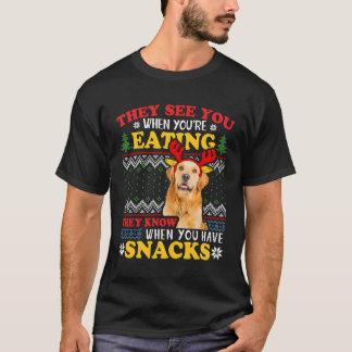 Camiseta Ouro Retriever Ugly Xmas Eles Vêm Que Você Está Co