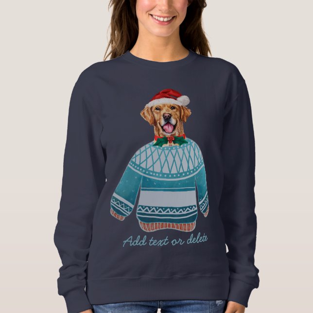 Camiseta Ouro Retriever Vestindo Cachorro de Natal Feio Mãe (Frente)