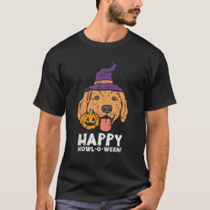 Camiseta Ouro Retriever Witl Happy Howl O Ween Funny Hal