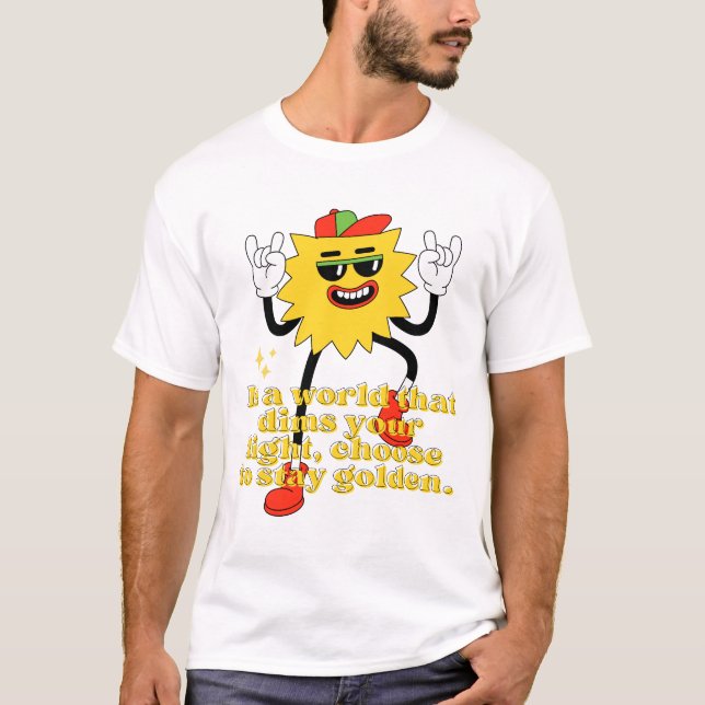 Camiseta Ouro Retrovisor de retenção - Vibes positivos de 7 (Frente)