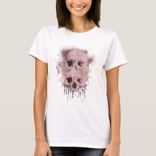 Camiseta Ouro Rosa Crânio Salpico de Tinta Grafismo