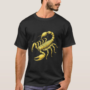 Camiseta Ouro Scorpion Zodiac Design com Ornamenes