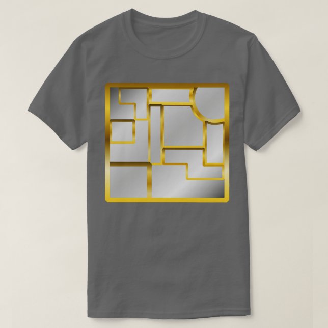 Camiseta Ouro Silver Geométrico Mosaico Luxurioso Ar Modern (Frente do Design)