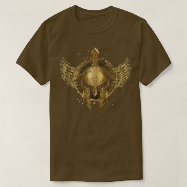 Camiseta Ouro - Símbolo de capacete espartano - Gladiador G (Frente do Design)