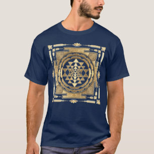 Camiseta OURO SRI YANTRA fundo de carvão