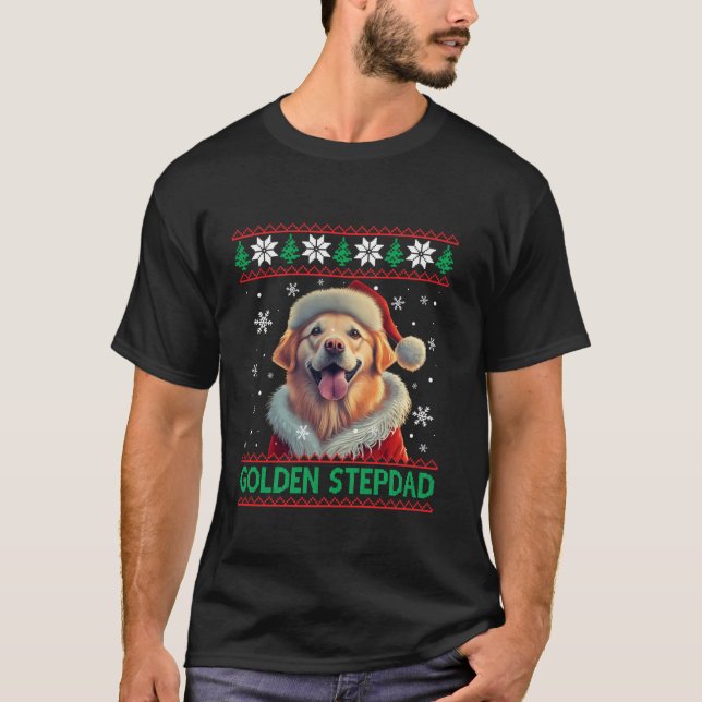 Camiseta Ouro Stepdad Ouro Retriever Pai Santa Hat Feia (Frente)