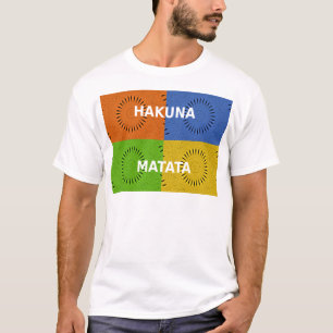 Camiseta Ouro Vermelho Azul Verde Matata Hakuna