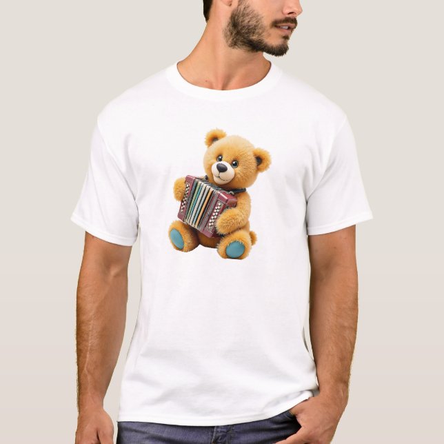 Camiseta Ourson mignon jouant de l’accordéon. (Frente)