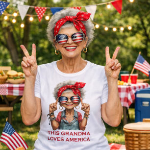 Camiseta Ousada Avó Patriótica Design – Divertido Retro Ame