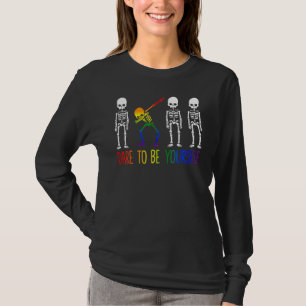 Camiseta Ousava Ser Seu Orgulho Lgbt Rainbow Skeleton Le