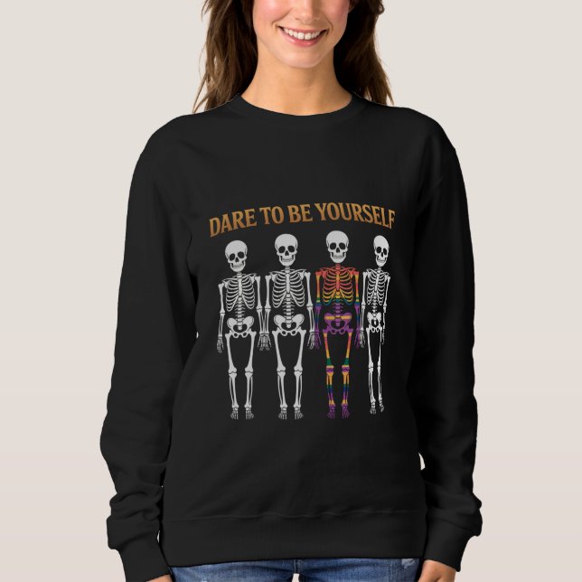 Camiseta Ouse em Ser Você Mesmo Esqueleto Fofo Presente Org (Frente)