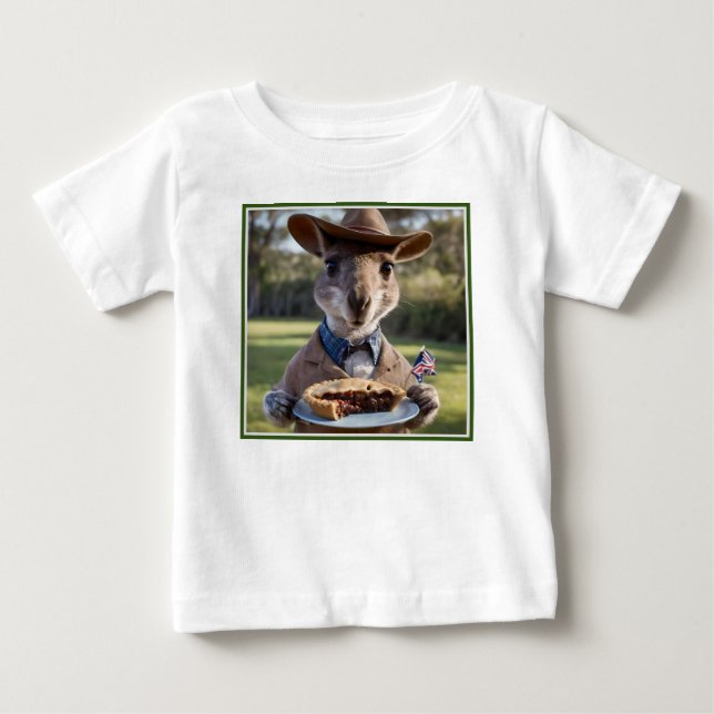 Camiseta "Outback Delight: Um Canguru come carne Aussie (Frente)