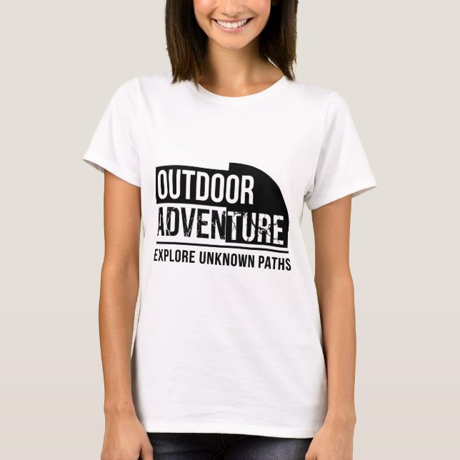 Camiseta Outdoor Adventure – Explore Unknown Paths Motivati (Frente)