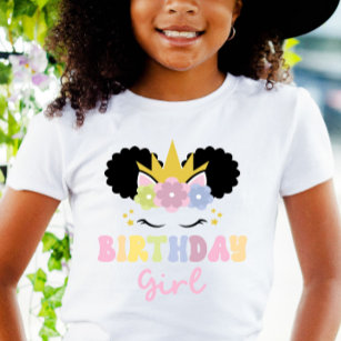 Camiseta Outdoor de Festas de Nascimento do Unicórnio Afro 