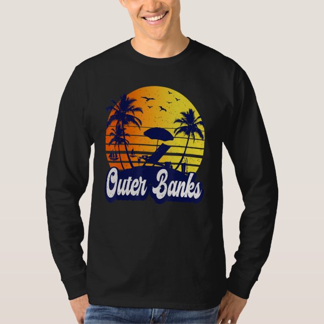 Camiseta Outer Banks Carolina Sunset Beach Retro (Frente)
