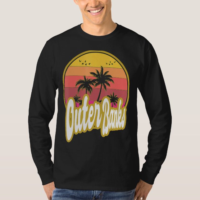 Camiseta Outer Banks North Carolina Beach Retro Sunset (Frente)
