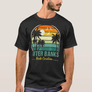 Camiseta Outer Banks North Carolina Retro Sunset Palm Trees