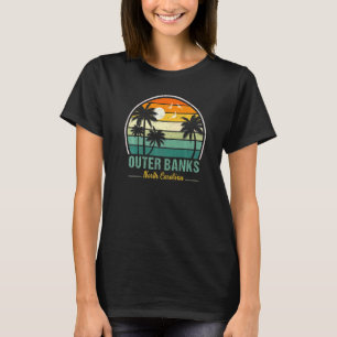 Camiseta Outer Banks North Carolina Retro Sunset Palm Trees