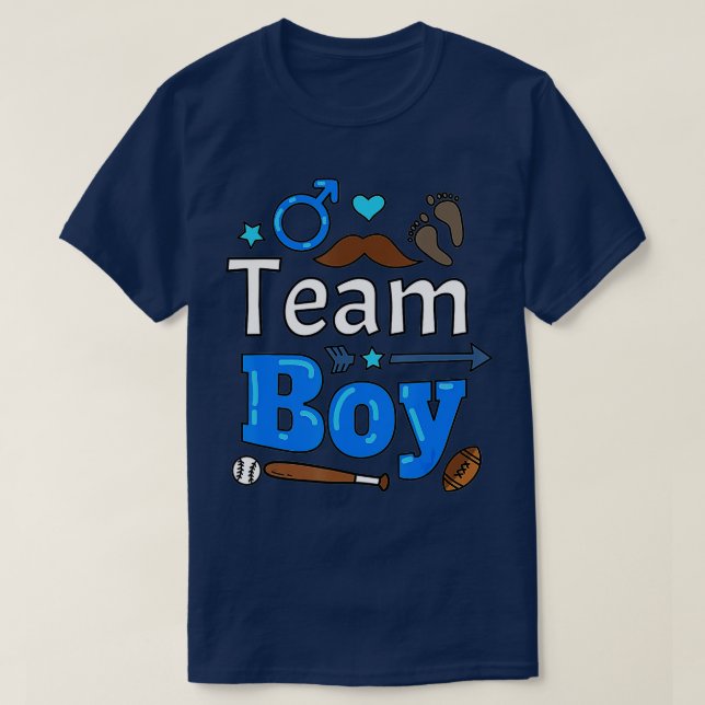 Camiseta Outfit da Família de chás de fraldas - Team Boy Te (Frente do Design)