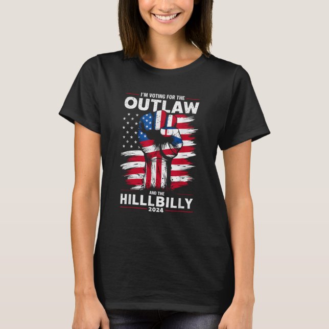 Camiseta Outlaw e Hillbilly 2024 Bandeira dos EUA (Frente)