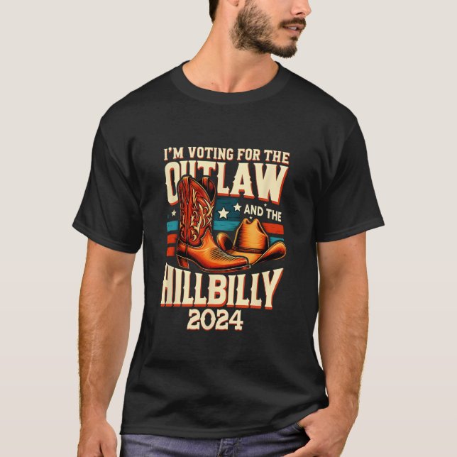 Camiseta Outlaw Hillbilly 2024 Dia das Eleições Norte-Ameri (Frente)