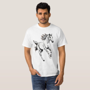 Camiseta Outline Art Running Horse Design -