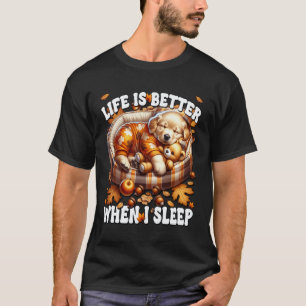 Camiseta Outono Cachorro Vibrações de Outono Temporada Acon