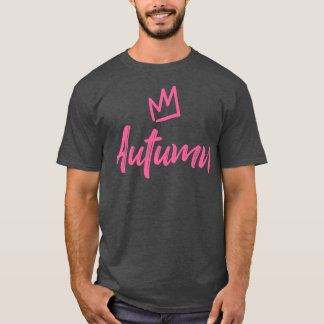 Camiseta Outono da Coroa e Nome da Rainha Rosa para as Mulh