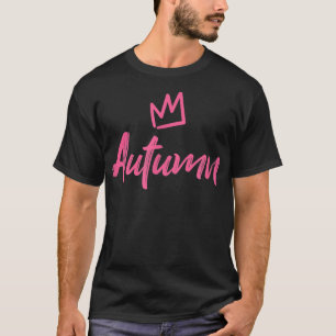 Camiseta Outono da Coroa e Nome da Rainha Rosa para as Mulh