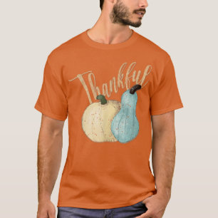 Camiseta outono de Azul e Pumpkins Brancos