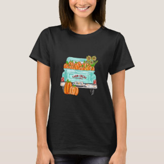 Camiseta Outono de Todos Caminhão Abóbora Girassol Outono O