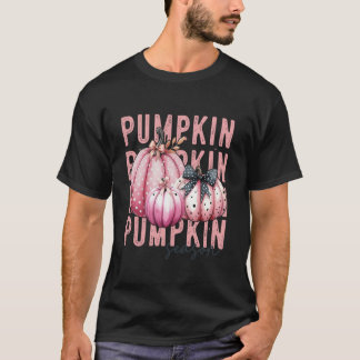 Camiseta Outono do Arco de Bolinhas da estação Pumpkin rosa
