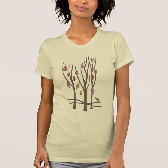 Camiseta Outono e folhas caem alfinetes roxos (Frente)