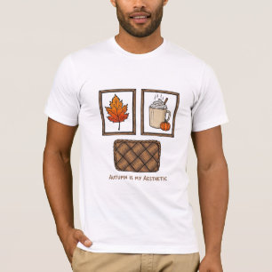 Camiseta Outono É Minha Estética - Café de Outono e Folha 