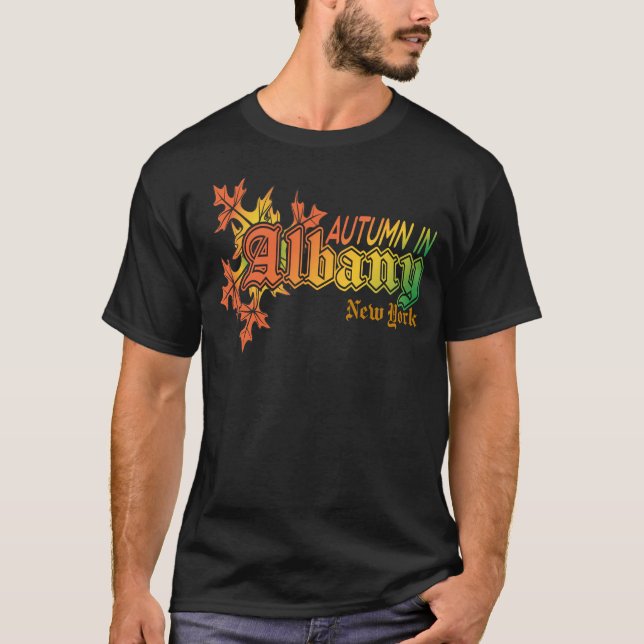 Camiseta outono em Albany, Nova Iorque, com Folhas de outon (Frente)