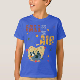 Camiseta Outono Está No Ar Com Guaxinim Balançando