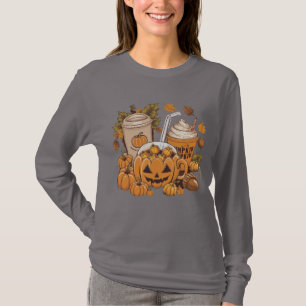 Camiseta Outono Família Halloween Ação de Graças Fofo