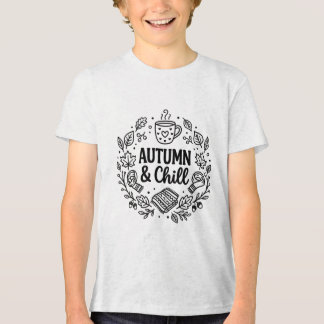 Camiseta Outono & Relaxamento | Arte de Linha com Letras Ma