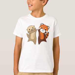 Camiseta Outros Animais Doces De Panda Vermelha Para Crianç