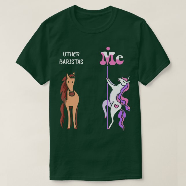 Camiseta Outros baristas Tee Unicorn Barista Engraçado Pres (Frente do Design)
