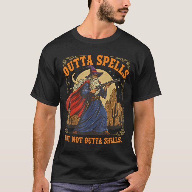 Camiseta Outta Spells But Not Outta Shells Wizard Fantasy M (Frente)