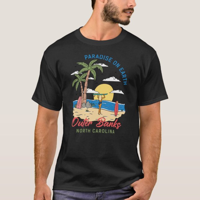 Camiseta Outter Banks North Carolina Paradise Na Terra (Frente)