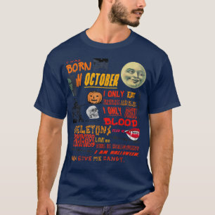 Camiseta Outubro Aniversário Dia das Bruxas Estranho Pé Ass